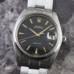 ROLEX オイスターデイト 6694 ギルトダイヤル ロレックス オリジナルブラックミラーダイヤル 1965年 リベットブレス 黒文字盤