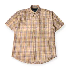 TOMMY HILFIGER トミー ヒルフィガー チェック BD ボタンダウン 半袖シャツ L/オレンジ系 メンズ