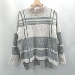 ◇ ⊇ MICHEL KLEIN 総柄 ハイネック 長袖 ニット セーター サイズ38 ホワイト グレー レディース E  【1502180046650】