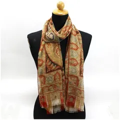 エトロ 大判 シルク ストール ショール ペイズリー柄 ベージュ 中古