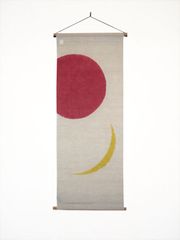 タペストリー　麻　日月　絞り　44×118㎝