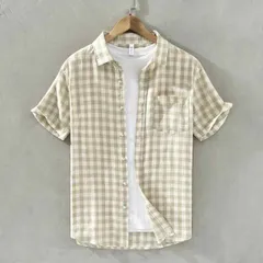 種類4：L /B：ブラック  メンズ ファッション 服 男性用 オシャレ シンプル 大人 かっこいい ストリート 夏 ハイエンド チェック柄 半袖 シャツ 薄手 通気性 ゆったり カジュアル 快適 