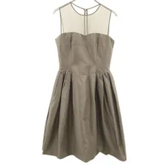 DAISY LIN For FOXEY デイジーリンフォーフォクシー 日本製 シルク ノースリーブ ギャザー ワンピース 40 グレーブラウン系 レディース 古着