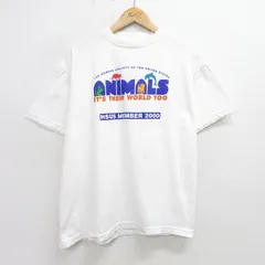 L/古着 半袖 ビンテージ Tシャツ メンズ 00s アニマル 犬 ネコ クルーネック 白 ホワイト 24apr04 中古
