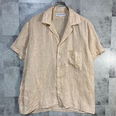 USA製 INDIVIDUALIZED SHIRTS インディヴィジュアライズド シャツ 半袖 開襟シャツ リネン ベージュ L