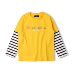 moujonjon 袖ボーダー切替ロゴロンT　m54804