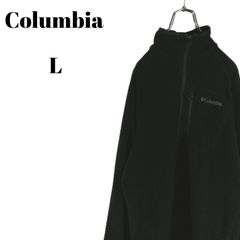 Columbia コロンビア プルオーバー ハーフジップ フリース ワンポイントロゴ 刺繍 ブラック メンズ Lサイズ
