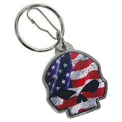 【メール便発送】キーホルダー ハーレーダビッドソン スカル USAフラッグ #4495 Harley-Davidson キーリング アクセサリー ファッション 小物 アメリカン雑貨のサムネイル