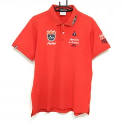 ルコックゴルフ 半袖ポロシャツ レッド ロゴネイビー  メンズ LL ゴルフウェア le coq sportif