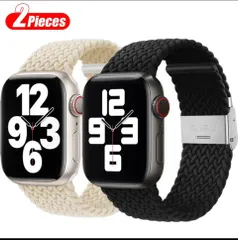 Apple Watch用 ストラップ,交換ベルト,伸縮性ナイロンブレスレット2個 シリコン バンド