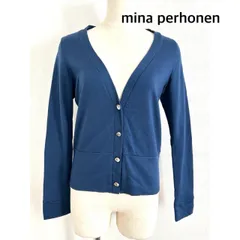 【日本製】mina perhonen　ミナペルホネン　カーディガン　ブルー　ウール100%  カジュアル   秋冬　オシャレ　送料込み　6459118