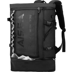 New Arrival: Large Capacity Waterproof 17-inch Laptop Backpack with USB Charging Port, 30L Capacity, Men's Outdoor Backpack for Travel and Commuting, Includes Shoe and Lunch Storage. [AISFA]