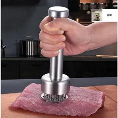 【新品・未使用】肉筋切り器 ステンレス鋼 ミートテンダライザー 肉たたき 手動ステーキハンマー とんかつ キッチン用品 くなる調味料が染み込み料理用