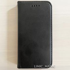 iPhone SE3 SE2 8 7 SE (第2世代/第3世代) ケース 手帳型 スマホ カードケース シンプル マグネット 磁石 ブラック 黒 高級PUレザー