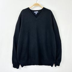 【フォロワー様クーポン配布中！】90s 00s LANDS'END ランズエンド カシミヤ100% Ｖネック 無地 ニット セーター 輸入古着 海外古着 US古着 メンズ ブラック Lサイズ 【S92】