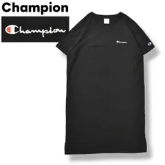 チャンピオン Champion ミディ丈 半袖 Tシャツ ワンピース L ブラック♪