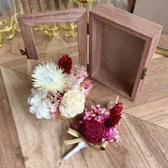 2点セット　プリザーブドフラワー　贈り物　プレゼントにも♪ バスケットアレンジ　フレームアレンジ