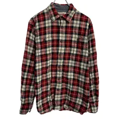 Wrangler 長袖 チェックシャツ M レッド ホワイト ブラック ラングラー ボタン 胸ポケット カジュアル 古着卸 アメリカ仕入 a703-6404