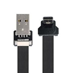 NFHK アップダウンアングルUSB 2.0 Type-A オスからUSB-C Type-C オスデータフラットスリムFPCケーブル FPV &amp- ディスク &amp- 電話用 200cm