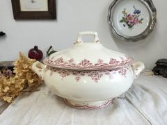 専用ページ　フランス アンティーク　絵付き　Choisy le Roi　素敵な　蓋つき　スーピエール 1900年　とサンタマン皿28センチ