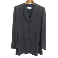 #a レリアン Leilian ジャケット 7号 ダークグレー 濃紺 ストライプ トライアングルカラー レディース [963023] k01