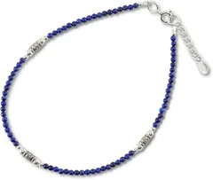 EPIC BOLEN カレンシルバー アンクレット パワーストーン 天然石 ミサンガ 925 メンズ レディース(シルバー(ラピスラズリ),  24cm+2cm)