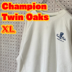 【ヴィンテージ】レストラン　Champion　チャンピオン　スウェット　刺繍ロゴ　XL　ホワイト　US古着　MTSW2310-123