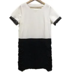 Leilian(レリアン) ワンピース サイズ13＋ S レディース - 白×黒 半袖/ひざ丈/レース