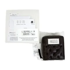 Maison Margiela メゾンマルジェラ 国内正規 Glam Slam Wallet グラムスラム シープレザーウォレット 2つ折り財布 ラウンドジップ キルティング SA1UI0031 P6234 T2152 グレーブラウン UNI