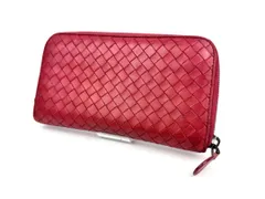 ボッテガヴェネタ イントレチャート 長財布 ナッパ 赤 レッド BOTTEGA VENETA ジップアラウンド ビジネスウォレット メンズ レディース 赤 レッド ナッパ 編み込み カゴ ブレイドウォレット wallet   purs