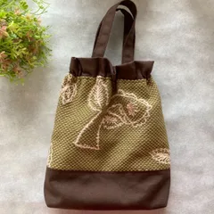 ミナペルホネンあおりポケット付き巾着トートバッグ　　ハンドメイド 1555】大きいサイズのあおりポケット巾着バッグ＊ミナペルホネン