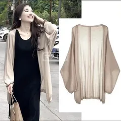 UVカット カーディガン ドルマンカーディガン シアー 透け感 サマーカーディガン 紫外線対策 日焼け防止 冷房対策 体型カバー 長袖 トップス レディース Roaa151