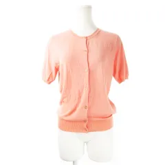 ビス ViS color カーディガン ニット サマー クルーネック 半袖 薄手 さっくり 清涼感 レトロ M コーラル /CK21