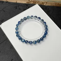 天然無着色!!★【透明なカイヤナイト】★ブレスレット 天然石A 7.4-7.7mm ZB8625
