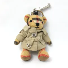 【中古】 バーバリー トーマスベア チャーム トレンチコート ノバチェック クマ ベージュ シルバー レディース