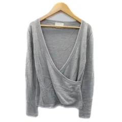 ナチュラルビューティー NATURAL BEAUTY ニット カットソー 長袖 Vネック カシュクール 無地 ウール混 M グレー /YK20のサムネイル