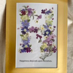 押し花アート　インテリアアート　イニシャル　H  インテリア雑貨　クラフト　花のクラフト　絵画　ガーランド　花の雑貨　トレフルブラン押し花