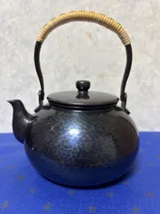玉川堂 湯沸し やかん 紫金色 鎚起銅器 蔓巻き 美術品