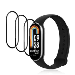 【3枚セット】For Xiaomi Smart Band 8/Band 7 フィルム シャオミ スマートバンド8/7 保護フィルム Kluso PET複合材 炭素繊維 3D曲面カバー 高透過率 高感度タッチ 指紋防止 衝撃吸収 自動吸着 気泡防止 Xiaomi