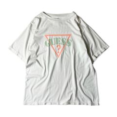 90s USA製 GUESS ビッグ ロゴ プリント 半袖 Tシャツ / 90年代 アメリカ製 オールド ホワイト ゲス マルシアーノ