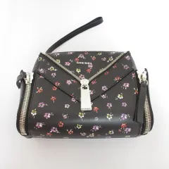 美品 DIESEL ディーゼル LE-ZIPPER フラワープリント 2way チェーン ショルダーバッグ ハンドバッグ ブラック レディース 古着 中古 USED