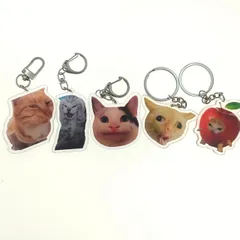5個セット キーホルダー 猫 アクリル 平面 2D 動物 アクリル 小さい 5cm りんご ネコ ねこ キーチェーン かわいい おもしろ アニマル 車 おもしろい おしゃれ インテリア t8198