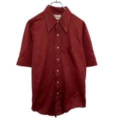 Arrow 半袖 無地シャツ 16 L～ レッド アロー ボタン 70s 70年代 胸ポケット カジュアルシャツ シンプル 古着卸 アメリカ仕入 a704-5758