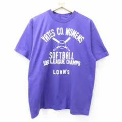 XL/古着 ヘインズ 半袖 ビンテージ Tシャツ メンズ 90s ソフトボール クルーネック 紫 パープル 25aug21 中古
