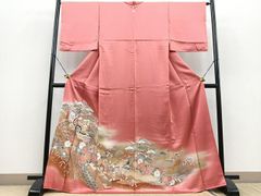 平和屋着物■豪華色留袖　駒刺繍　御所車花文　暈し染め　金彩　正絹　逸品　BAAS5103xa