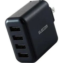 【新品・2営業日で発送】ELECOM エレコム AC充電器　スマホ・タブレット用　4.8A出力　USB-Aメス4ポート　おまかせ充電搭載　ブラック MPA-ACU13BK 1個