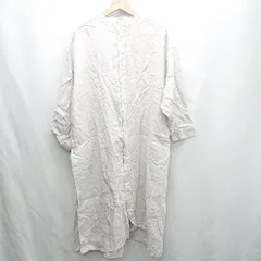 ◇ ⊂ studio CLIP スタディオクリップ 麻素材 長袖 ロング丈 ワンピース サイズF ライトグレー レディース E  【1502030032024】