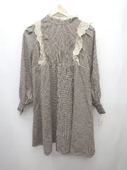 ◇ ◎ ●未使用● apres jour タグ付きチェック かわいい 長袖 ミニ ワンピース サイズF ブラウン レディース P  【1402160007629】