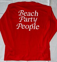 ロンT ロングスリーブ　beach ビーチ　ユニセックス　レッド×ホワイト