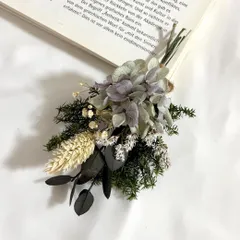 ドライフラワー ミニスワッグ26 / Sサイズ花束 / グリーンパープル × ユーカリ クラシカルなグリーン 系 / プリザーブドフラワー ミニブーケ / 撮影小物 / フラワーギフト / ガーランド / フラワーインテリア / プリザーブドフラワー